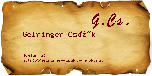 Geiringer Csák névjegykártya